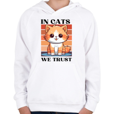 PRINTFASHION In Cats We Trust - Gyerek kapucnis pulóver - Fehér gyerek pulóver, kardigán