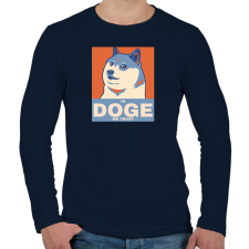 PRINTFASHION IN DOGE WE TRUST - Férfi hosszú ujjú póló - Sötétkék férfi póló