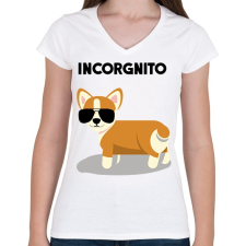 PRINTFASHION Incorgito - Női V-nyakú póló - Fehér női póló