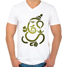 PRINTFASHION Indiai elefánt - Férfi V-nyakú póló - Fehér férfi póló