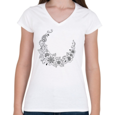 PRINTFASHION Indiai nyakék2 - Női V-nyakú póló - Fehér