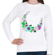 PRINTFASHION Indiai nyakék, színes - Női pulóver - Fehér