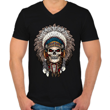 PRINTFASHION Indián  - Férfi V-nyakú póló - Fekete férfi póló