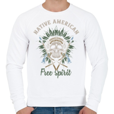 PRINTFASHION Indián koponya 02 - Free Spirit - Férfi pulóver - Fehér férfi pulóver, kardigán