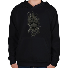 PRINTFASHION Indián koponya - Gyerek kapucnis pulóver - Fekete gyerek pulóver, kardigán