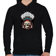 PRINTFASHION indian skull - Férfi kapucnis pulóver - Fekete