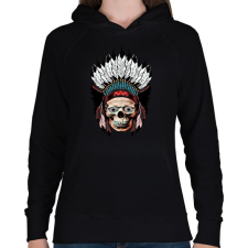 PRINTFASHION indian skull - Női kapucnis pulóver - Fekete női pulóver, kardigán