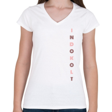 PRINTFASHION INDOKOLT red - Női V-nyakú póló - Fehér női póló