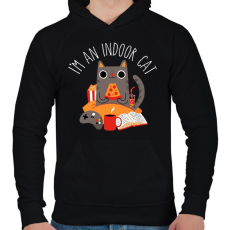 PRINTFASHION Indoor cat - Férfi kapucnis pulóver - Fekete
