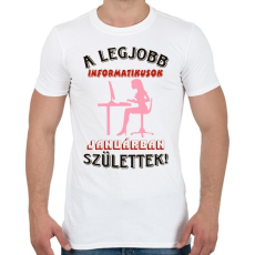PRINTFASHION Informatikus nő szülinapja január - Férfi póló - Fehér