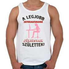 PRINTFASHION Informatikus nő szülinapja július - Férfi atléta - Fehér atléta, trikó