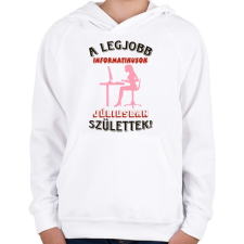 PRINTFASHION Informatikus nő szülinapja július - Gyerek kapucnis pulóver - Fehér gyerek pulóver, kardigán