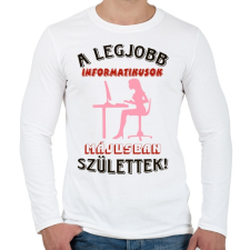 PRINTFASHION Informatikus nő szülinapja május - Férfi hosszú ujjú póló - Fehér férfi póló