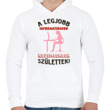 PRINTFASHION Informatikus  nő szülinapja november - Férfi kapucnis pulóver - Fehér férfi pulóver, kardigán