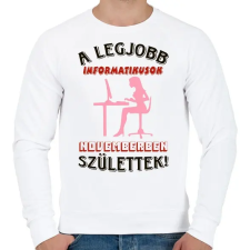 PRINTFASHION Informatikus  nő szülinapja november - Férfi pulóver - Fehér férfi pulóver, kardigán