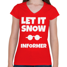 PRINTFASHION INFORMER - Női V-nyakú póló - Piros női póló