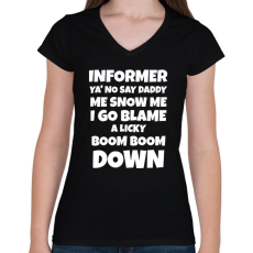 PRINTFASHION INFORMER SNOW DALSZÖVEG - Női V-nyakú póló - Fekete