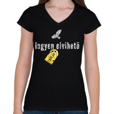 PRINTFASHION ingyen elvihető - Női V-nyakú póló - Fekete női póló