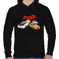 PRINTFASHION Initial D - Férfi kapucnis pulóver - Fekete férfi pulóver, kardigán
