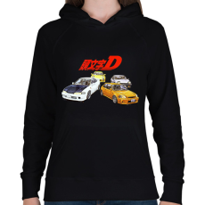 PRINTFASHION Initial D - Női kapucnis pulóver - Fekete