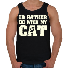 PRINTFASHION Inkább a macskámmal vagyok - Férfi atléta - Fekete