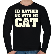 PRINTFASHION Inkább a macskámmal vagyok - Férfi pulóver - Fekete