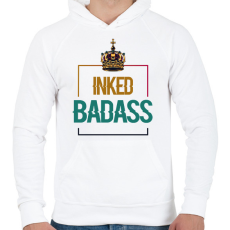 PRINTFASHION Inked Badass - Férfi kapucnis pulóver - Fehér