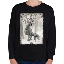PRINTFASHION Inktober 2025 - A szörnyszarvas - Gyerek pulóver - Fekete gyerek pulóver, kardigán