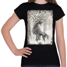 PRINTFASHION Inktober 2025 - A szörnyszarvas - Női póló - Fekete