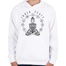 PRINTFASHION Inner Peace - Benső béke - Gyerek kapucnis pulóver - Fehér