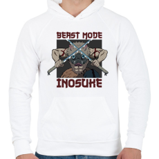 PRINTFASHION Inosuke Beast Mode - Férfi kapucnis pulóver - Fehér