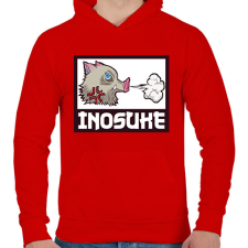 PRINTFASHION Inosuke - Férfi kapucnis pulóver - Piros férfi pulóver, kardigán