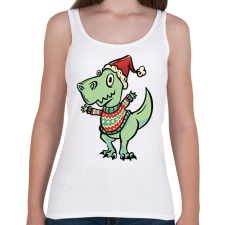 PRINTFASHION Integető karácsonyi t-rex - Női atléta - Fehér női trikó