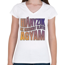 PRINTFASHION Internet előtti agyam - Női V-nyakú póló - Fehér női póló