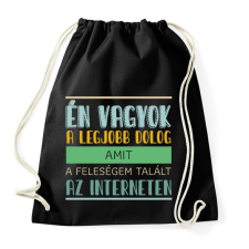 PRINTFASHION Interneten talált a feleségem - Sportzsák, Tornazsák - Fekete tornazsák
