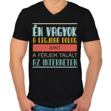 PRINTFASHION Interneten talált a férjem - Férfi V-nyakú póló - Fekete férfi póló