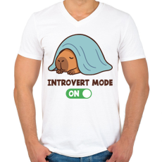 PRINTFASHION Introvert mode - Férfi V-nyakú póló - Fehér