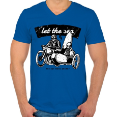 PRINTFASHION Irány a tenger!  - Férfi V-nyakú póló - Királykék