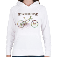 PRINTFASHION Irány biciklizni! - Női kapucnis pulóver - Fehér