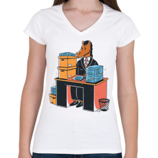 PRINTFASHION Irodai ló - Női V-nyakú póló - Fehér