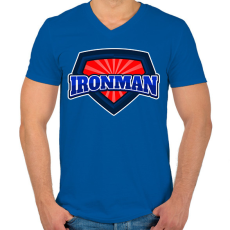PRINTFASHION IRONMAN  - Férfi V-nyakú póló - Királykék