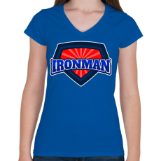 PRINTFASHION IRONMAN  - Női V-nyakú póló - Királykék
