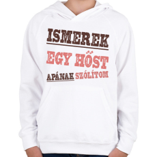 PRINTFASHION Ismerek egy hőst - Gyerek kapucnis pulóver - Fehér