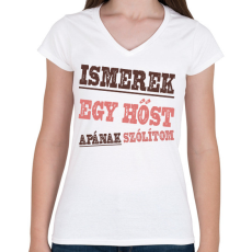 PRINTFASHION Ismerek egy hőst - Női V-nyakú póló - Fehér