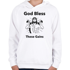 PRINTFASHION Isten áldott izmai - Gyerek kapucnis pulóver - Fehér gyerek pulóver, kardigán