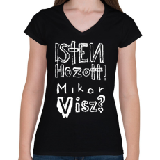 PRINTFASHION isten hozott_w - Női V-nyakú póló - Fekete