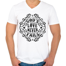 PRINTFASHION Isten szeretete nem múlik el - Férfi V-nyakú póló - Fehér