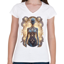PRINTFASHION Istennő - Női V-nyakú póló - Fehér női póló