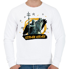 PRINTFASHION István király - Férfi pulóver - Fehér férfi pulóver, kardigán