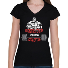 PRINTFASHION IT Április - Női V-nyakú póló - Fekete női póló